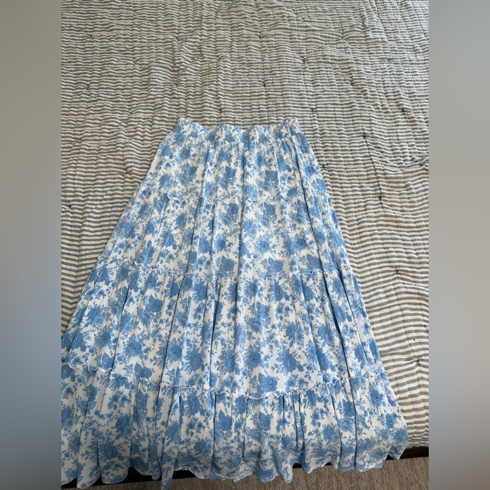 Altar'd State Blue Floral Maxi Skirt
